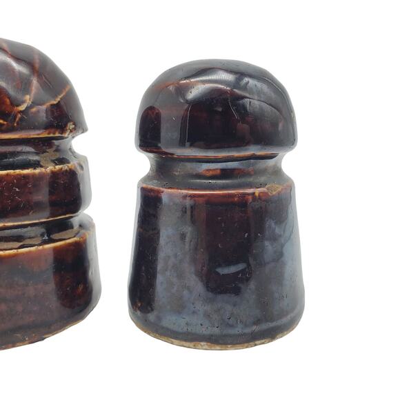 Lot 3 Brown Ceramic Insulators Beehive Vintage Electrical Paper Weights Rustic - Picture 8 of 13